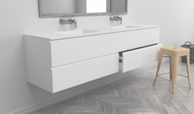  Plan Double Vasque Sur Mesure+ Meuble Suspendu en MDF - 4 Tiroirs | 3238