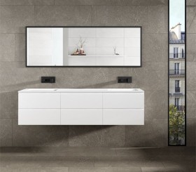  Plan Double Vasque Sur Mesure + Meuble Suspendu en MDF - 6 Tiroirs | 5051