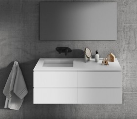  Plan Vasque sur mesure+ Meuble Suspendu en MDF - 4 Tiroirs | 5049