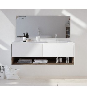 Plan Vasque Sur Mesure + Meuble Suspendu en MDF - 2 tiroirs et un tiroir intérieur | 3100