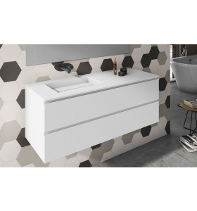  Plan Vasque Sur Mesure + Meuble Suspendu en MDF - 2 Tiroirs Superposés | 3204