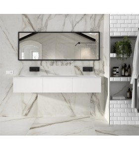  Plan Double Vasque Sur Mesure + Meuble Suspendu en MDF - 3 Tiroirs | 5050