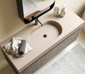 Ensemble 3D meuble et vasque Hi-Macs® | 2 tirois - 3907