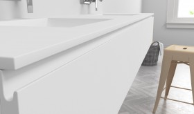  Plan Vasque Sur Mesure + Meuble Suspendu en MDF - 2 Tiroirs Alignés | 3203