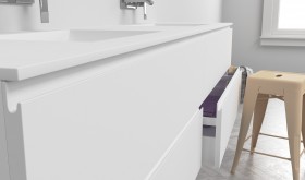  Plan Double Vasque Sur Mesure+ Meuble Suspendu en MDF - 4 Tiroirs | 3238