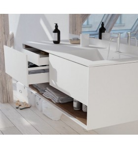 Plan Vasque Sur Mesure + Meuble Suspendu en MDF - 2 tiroirs et un tiroir intérieur | 3100