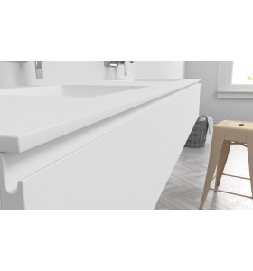  Plan Vasque Sur Mesure + Meuble Suspendu en MDF - 2 Tiroirs Alignés | 3203