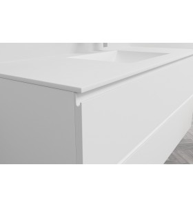 Plan Vasque Sur Mesure + Meuble Suspendu en MDF - 2 Tiroirs Superposés | 3204